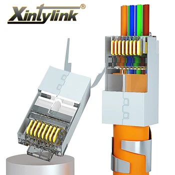 xintylink новый разъем CAT8 CAT7 CAT6A rj45 50U ethernet кабельный штекер сетевой SFTP FTP STP экранированный разъем проходит через отверстие 1,5 мм