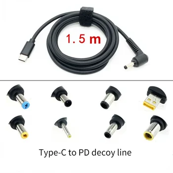 USB C-type PD 5,5 мм x 2,5 мм кабель для зарядки, адаптер питания постоянного тока, разъем для подключения зарядного устройства для ноутбука Lenovo ASUS Dell HP