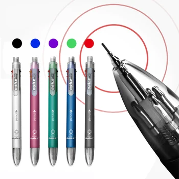 6 В 1 Многоцветная Шариковая ручка Многофункциональная Ручка Содержит 5 Цветных шариковых ручек и 1 Автоматический карандаш с Верхним Ластиком Офисные школьные принадлежности