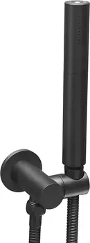 Высококачественная Матовая черная Круглая насадка для душа из цельной латуни Двойного назначения С держателем и набором шлангов из нержавеющей стали