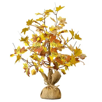 Искусственная елка с листьями и подсветкой, Настольная Осенняя елка для осеннего сбора урожая на День Благодарения, Домашний декор C