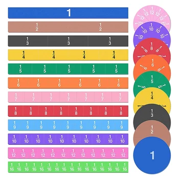 134 шт. Магнитные плитки и круги с дробями -Математические манипуляции для дошкольного начального класса, образовательный комплект