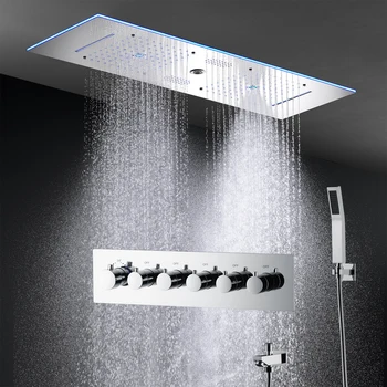 Аксессуары для ванной комнаты Светодиодная панель для душа, система Bluetooth, Музыкальный набор для душа, Термостатический смесительный клапан постоянной температуры