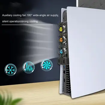 Охлаждающий вентилятор Высокоэффективная система охлаждения С 7-цветной светодиодной подсветкой 2 порта USB 3 Скорости вращения вентилятора для консоли PS5 Цифровая версия /дисковая