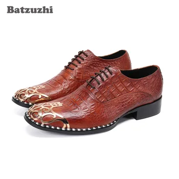 Batzuzhi/ Модная мужская обувь итальянского типа; Коричневые/черные кожаные модельные туфли Со Специальным металлическим носком; Мужские официальные деловые Zapatos Hombre