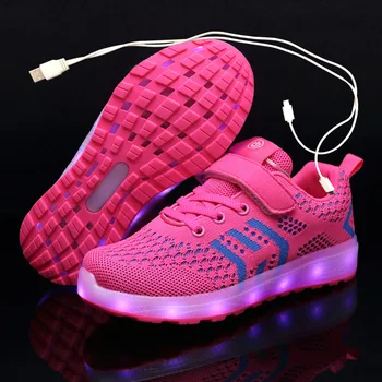 2020 Новые Детские USB-светящиеся Кроссовки, Светящиеся Детские туфли со светодиодной подсветкой, Тапочки для девочек, Красовки с подсветкой, Обувь для мальчиков