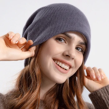 Мужская и женская защита ушей осенью и зимой, вязаная шапка с ворсом, теплая шапка на месяц, универсальная шапка, большой головной убор, холодная шапка
