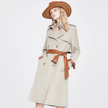 Тренч женский 2023 осень, новый стиль, атмосферная мода, темпераментный тренч средней длины, женское пальто