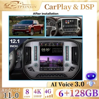 14,4-дюймовый Android 11,0 8 + 128 ГБ Экран Tesla Для GMC Sierra Chevrolet Silverado 2014-2020 Автомобильный Радиоприемник Мультимедийный Авто Плеер Navi GPS