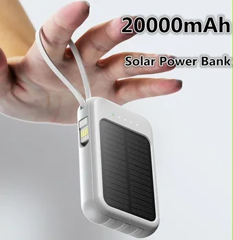 20000 мАч, Портативный банк Солнечной энергии, Зарядный Повербанк, Три защиты, Внешнее зарядное устройство, Сильная светодиодная подсветка, двойное питание от USB