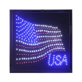 Светодиодная вывеска с американским флагом с анимированной подсветкой, 19 x 19 дюймов, Яркая подсветка, Подвесной настенный декор для дома, бара