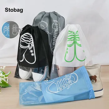 StoBag 25 шт. нетканые пылезащитные сумки для хранения обуви, чехол на шнурке, многоразовый с окошком, карманный органайзер для путешествий, логотип (за дополнительную плату)