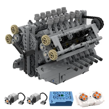 Авторизованный двигатель MOC-40128 V12 с коробкой передач, техническая модель двигателя, строительные блоки, набор игрушек (789 шт.)
