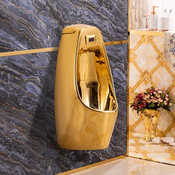 Светлый Роскошный Золотой Встроенный Стакан для Мочи, Настенный Мужской Писсуар для ванной комнаты в отеле, Керамический