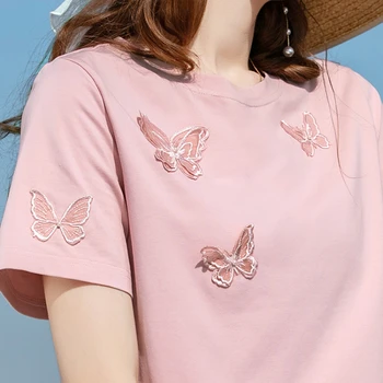 Sandro Rivers/ Розовая футболка с принтом 