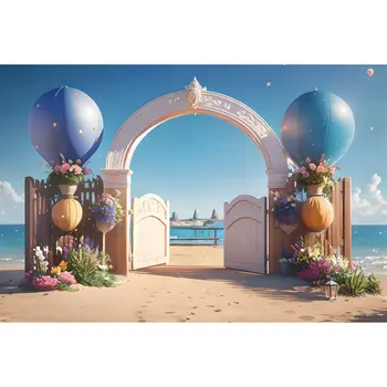 Тропический Пляжный отдых, Фон с воздушным шаром для фотосъемки, Детские Арочные стены, Песчаный пол, фоны для фотографий на День рождения