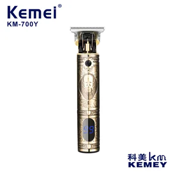 триммер для волос kemei KM-700Y USB, перезаряжаемая машинка для стрижки волос, машинка для стрижки масляных головок, гравировка, резьба по волосам, отбеливающий ЖК-дисплей