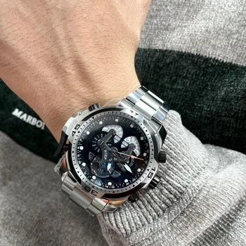 Военные часы марки Reef Tiger/RT для Мужчин, стальной браслет с черным циферблатом, автоматические часы Relogio Masculino RGA3503