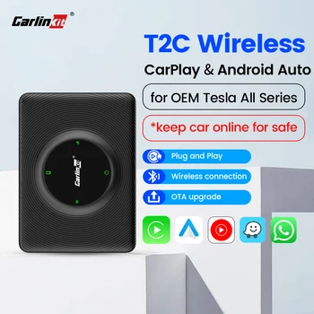 Carlinkit Беспроводной Автомобильный ключ Apple Car Play Беспроводной Android Автоматический Адаптер Для Tesla Model 3 Y BT Wifi Подключение Spotify Waze
