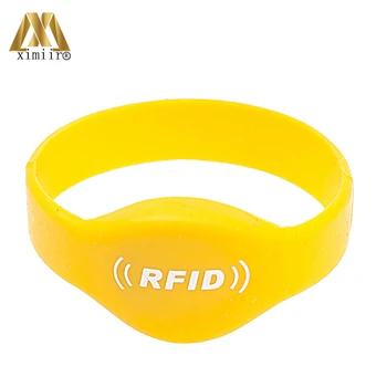 Водонепроницаемый умный RFID силиконовый браслет, многоцветный ремешок на запястье 13,56 МГц IC для клубов, аквапарков EM-04-2