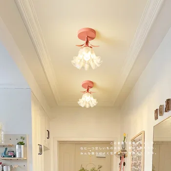 Французский кремовый цветок лилии в форме колец, светильник для коридора, современный простой и креативный светильник для входа в дом, потолочный светильник для спальни