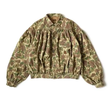 KAPITAL 22SS Ретро Камуфляжная плиссированная рубашка с длинным рукавом, мужская и женская куртка в стиле милитари, пальто