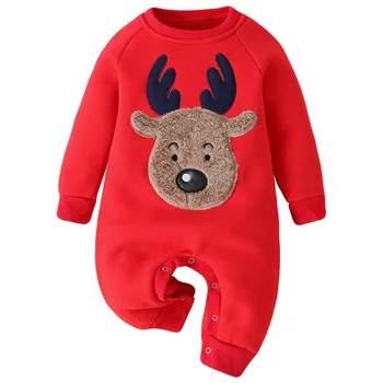 Детский комбинезон с рисунком Лося, Рождественский детский комбинезон, одежда для малышей, детская одежда