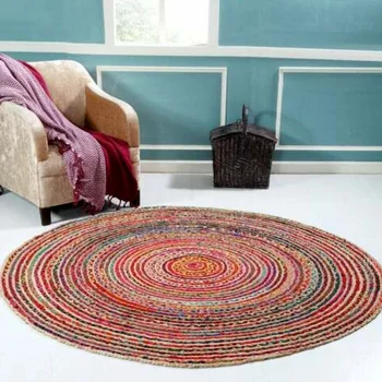 Декоративные коврики ручной работы из джута и хлопка в богемном стиле, круглые коврики Имеют естественный и деревенский вид, украшение для дома