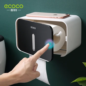 Водонепроницаемая коробка для бумажных полотенец ECOCO, настенная, без перфорации, Креативный простой дизайн, Аксессуары для ванной комнаты для дома, Стеллаж для размещения предметов
