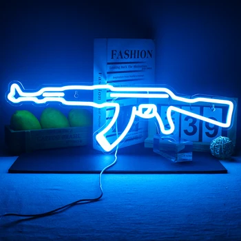 Световая пушка с неоновой вывеской Ineonlife, изготовленный на заказ светодиодный AK 47, супер крутой подвесной ночной светильник, Игровая комната, магазин, вечеринка, индивидуальное украшение стен