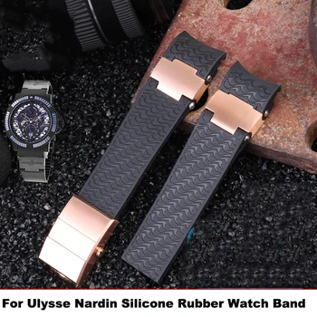 Для Ulysse Nardin силиконовый резиновый ремешок для часов DIVER 263 ремешок Черный коричневый Синий 22 мм Водонепроницаемый ремень браслеты для часов