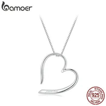 Bamoer, 925 пробы, серебряное волшебное ожерелье с подвеской в виде Сердца, простая цепочка на шею Forever Love для женщин, подарок на День Святого Валентина
