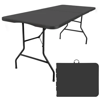 Прямоугольный Складной стол из черного пластика высотой 6 Футов вмещает до 8 взрослых для различных мероприятий на открытом воздухе
