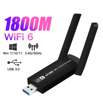 Wifi6 USB3.0 Беспроводной Сетевой адаптер WiFi Dongle 1800 Мбит/с Двухдиапазонная 2,4 G 5G Антенна Mu-Mimo Карта Для Windows 10 11
