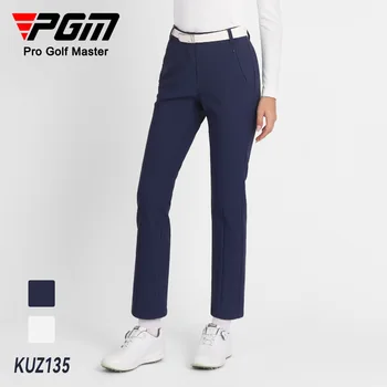 Женские брюки для гольфа PGM, быстросохнущие брюки для гольфа, осенне-зимние высокоэластичные узкие брюки, спортивная одежда, длинные брюки с внутренней подкладкой
