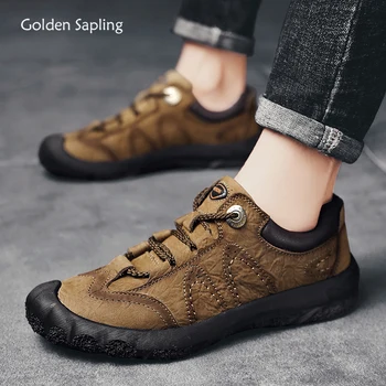 Уличная обувь Golden Sapling, мужская обувь на плоской подошве из натуральной кожи, Модная мужская повседневная обувь, Классика, горная обувь, Ретро Chaussure Homme