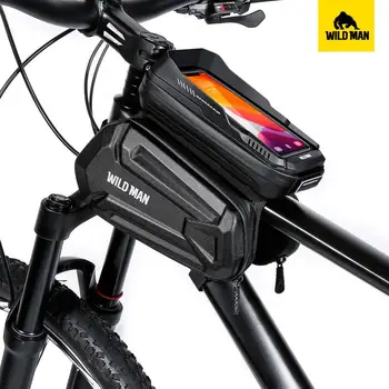 Сумка для велосипеда Wild Man с передней балкой, чехол для велосипедного телефона, 6,7 дюйма, сумка для мобильного телефона большой емкости, EVA Hard Shell, аксессуары для MTB