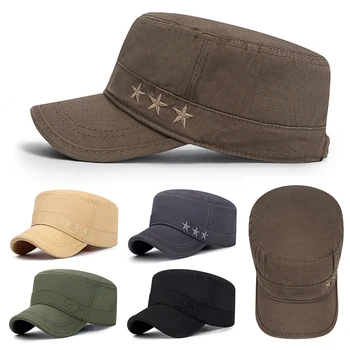 Военные кепки из промытого хлопка, мужская кадетская армейская кепка Уникального дизайна, Винтажная шляпа с плоским верхом, весенние и осенние мужские повседневные шляпы