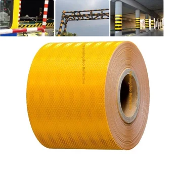10 м/рулон, сверхпрочная светоотражающая декоративная наклейка, Оранжево-желтая самоклеящаяся лента, предупреждающий знак о дорожном движении