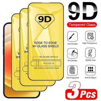 3ШТ 9D Закаленное Стекло для iPhone 11 12 13 14 Pro Max Mini Защитная пленка для экрана для iPhone XS MAX X XR 6 6s 7 8 14 Plus SE Glass
