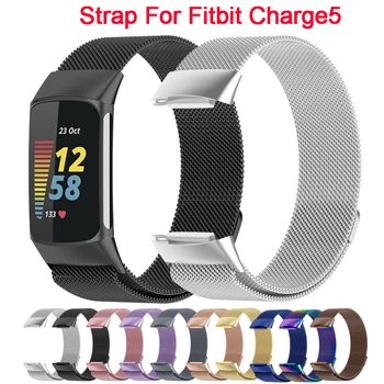 Магнитный ремешок из нержавеющей стали для смарт-браслета Fitbit Charge 5, сменный браслет для Fitbit Charge5, петля для ремня Correa