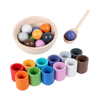 Игрушки из бисера, Деревянная Развивающая детская игрушка, Цветная чашка, мяч, Интеллект