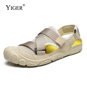 Мужские пляжные сандалии YIGER, обувь для дайвинга, плавания, Уличная обувь для восходящего потока, Пешие прогулки, Спортивные сандалии для отдыха, Мужская болотная обувь Большого размера