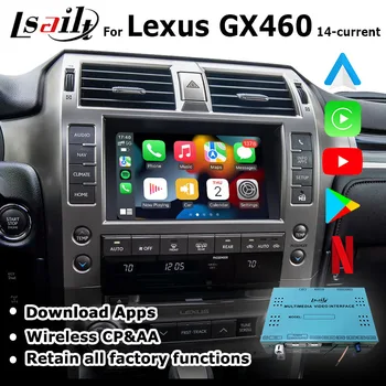 Беспроводной интерфейс Lsailt CP/AA Android для Lexus GX460 LX570 2014-Текущая версия с Google Play, зеркальной ссылкой, GPS-навигацией