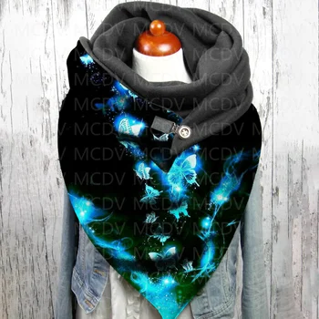Повседневный шарф и шаль с 3D принтом бабочки для женщин, теплый и удобный шарф 01