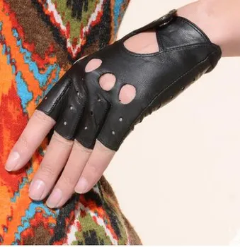 Женская перчатка из натуральной кожи без пальцев, женская перчатка для танцев на шесте из натуральной кожи, полупальцевая перчатка для вождения, перчатка для верховой езды R386