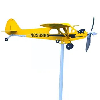 3D Садовый декор Piper J3 Cub Wind Spinner Самолет Металлическое Направление Крыша самолета Флюгер Индикатор погоды на открытом воздухе