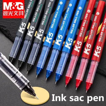 M & G K5 12 шт. Ручка с прямым роллером 0,5 мм, Быстросохнущая Гелевая Ручка ARPM1601, черный, Красный, Синий, Ручка для подписи Большой Емкости, Пластик