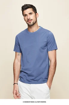 J0990 - Удобная модальная хлопковая футболка с коротким рукавом, мужская приталенная однотонная футболка с эластичным низом и круглым вырезом