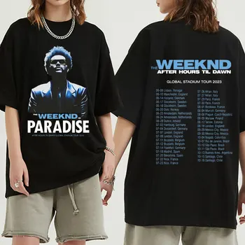 Лимитированная певица The Weeknd After Hours Til Dawn Tour 2023 Футболка с принтом Для Мужчин И Женщин в стиле хип-хоп, Футболка из 100% хлопка, Негабаритные Мужские футболки